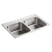Kohler Toccata Stainless Steel Top Mount 22 in. W X 33 in. L Double Bowl Kitchen Sink Silver