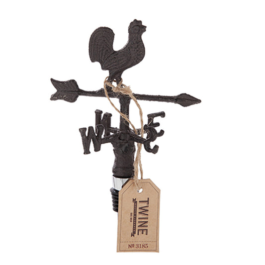 TWINE Rustic Farmhouse Weather Vane Brown Wrought Iron Bottle Stopper