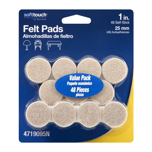 Softtouch Felt Self Adhesive Protective Pad Oatmeal Round 1 in. W X 1 in. L 48 pk