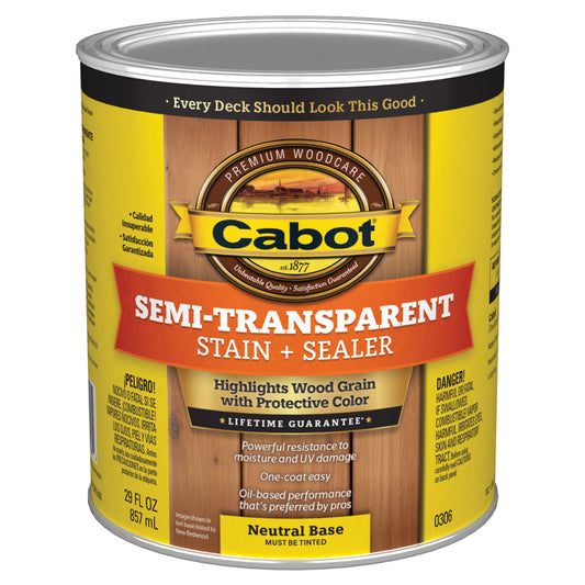 Cabot Semi-Transparent Semi-Transparent Neutral Base Oil-Based Stain and Sealer 1 qt