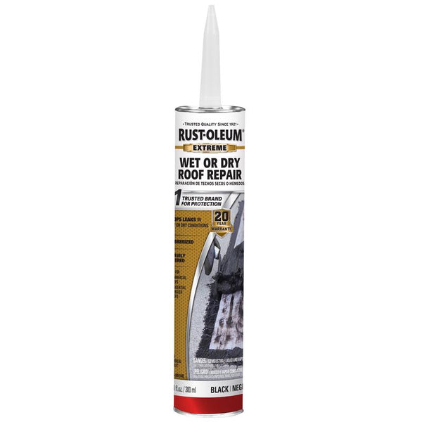 Cemento para techos de asfalto negro Extreme de Rust-Oleum para superficies húmedas y secas, 10,1 oz