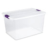 Sterilite 17571706 66 Quart Clear View Storage Container With Plum Handles (Pack of 6)