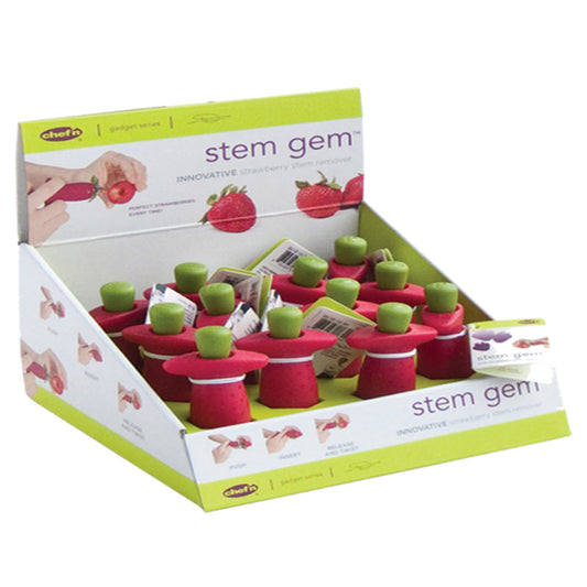 Chef'n Stem Gem Red/Green Stainless Steel Strawberry Stem Remover (Pack of 12)
