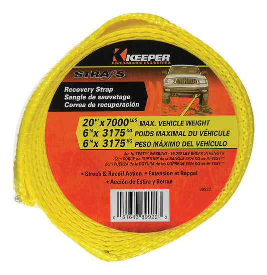 Keeper 2 in. W x 20 ft. L Yellow Vehicle Recovery Strap 7000 lb. 1 pk (Pack of 4)