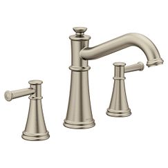 Brushed nickel two-handle non diverter roman tub faucet