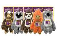 Multipet Assorted Monkey, Lemur, Sloth, Tamarin, and Koala Polyester Dog Toy Medium (Pack of 12).