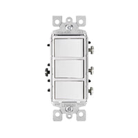 Leviton Decora Thermoplastic White 15A 120V 1-Pole Rocker Triple Combination Switch 7 W x 3 H in.