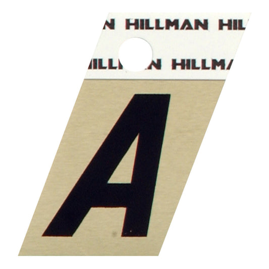 Hillman 1.5 in. Reflective Black Metal Self-Adhesive Letter A 1 pc (Pack of 6)