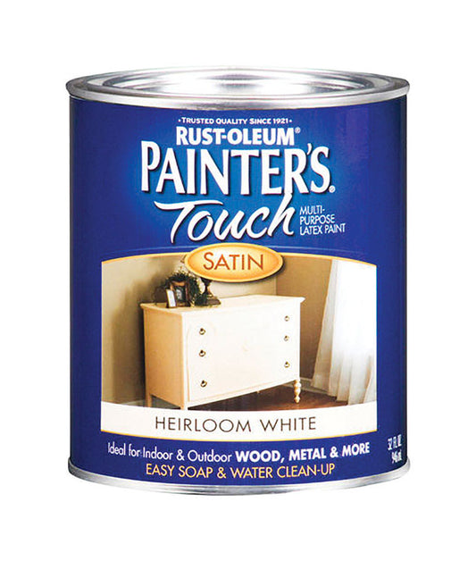 Rust-Oleum Painters Touch Satin Heirloom White Water-Based Ultra Cover Paint Exterior and Interior 1 (Pack of 2).
