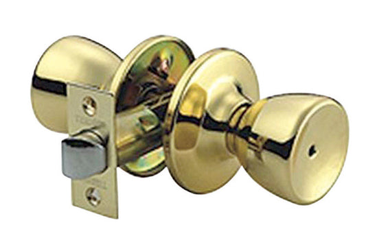 Home Plus Polished Brass Privacy Lockset 1-3/4 in.