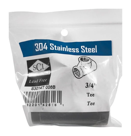 Smith-Cooper 3/4 in. FPT X 3/4 in. D FPT 3/4 in. D FPT Stainless Steel Tee