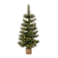 Celebrations 3 ft. Slim LED 50 ct Table Top with Wood Base Color Changing Christmas Tree