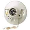 Leviton Porcelain Incandescent Medium Base Pull Chain Socket w/Outlet 1 pk