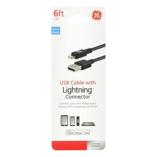 GE Lightning 6 ft. L Lightning to USB Cables 1 pk