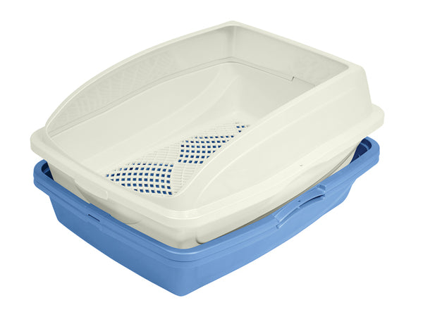 Van Ness bandeja sanitaria para gatos con marco y tamiz, grande, azul – 19 in L x 15.13 in W x 5.25 in H - Caja abierta