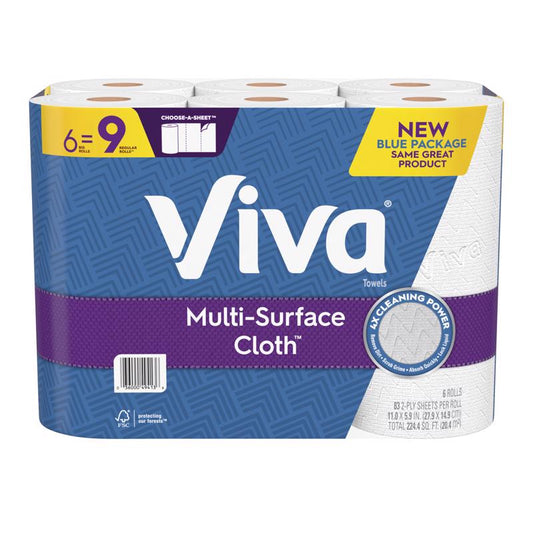 Viva Multi-Surface Cloth Paper Towels 83 sheet 2 ply 6 pk (Pack of 4)