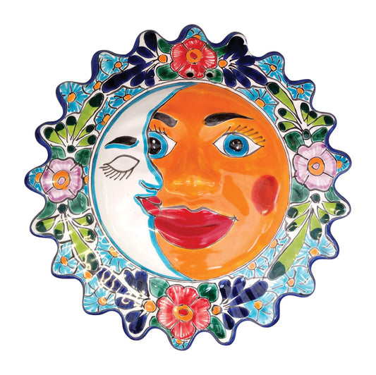 Avera Products Talavera Ceramic Multi-color 14 in. H Sun and Moon Wall Hanging (Pack of 4)