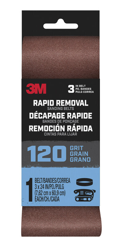 3M Rapid Removal 24 in. L x 3 in. W Aluminum Oxide Sanding Belt 120 Grit 1 pc.