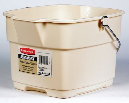 Rubbermaid Roughneck 15 qt. Bucket Bisque (Pack of 6)
