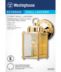 Westinghouse Polished Brass Clear Switch Incandescent Wall Lantern - Open Box