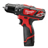 Milwaukee M12 12 V 3/8 in. 1500 RPM Brushed Cordless Compact Hammer Drill/Driver Kit