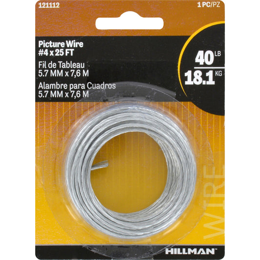 Hillman Steel-Plated Silver Braided Picture Wire 40 lb. 1 pk Steel (Pack of 10)