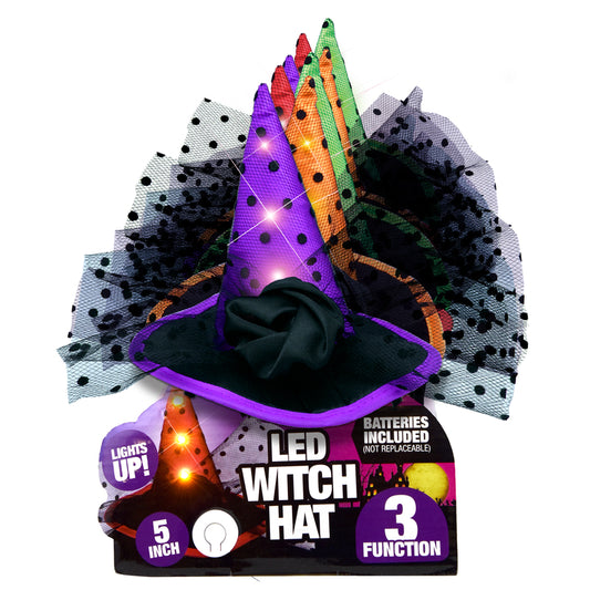 Magic Seasons Prelit Witch Hat Headbands Halloween Decor (Pack of 6)