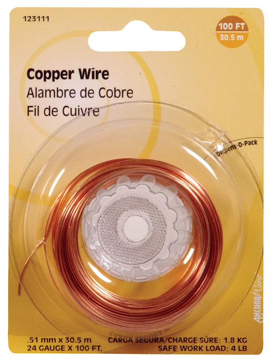Hillman 100 ft. L Copper 24 Ga. Wire (Pack of 10)