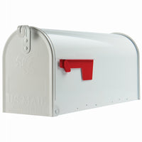 Architectural Mailboxes Elite Classic Galvanized Steel Post Mount White Mailbox - Open Box