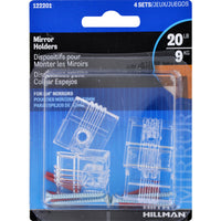 Hillman AnchorWire Plastic Coated Heavy Duty Mirror Holder Kit 4 lb. 4 pk Plastic (Pack of 10)