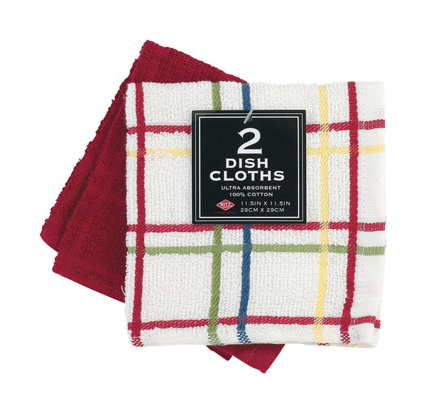 Paño de cocina de algodón con cuadros y estampado liso de Ritz Paprika (paquete de 3)