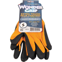 Work Gloves, Double-Coated Nitrile Palm, Orange Nylon, Small
