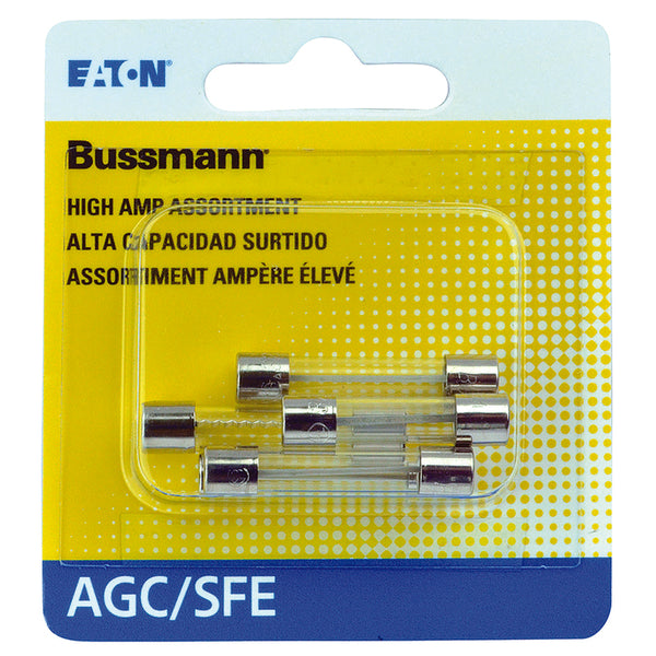 Fusible de tubo de vidrio transparente AGC de 30 amperios de Bussmann, paquete de 5