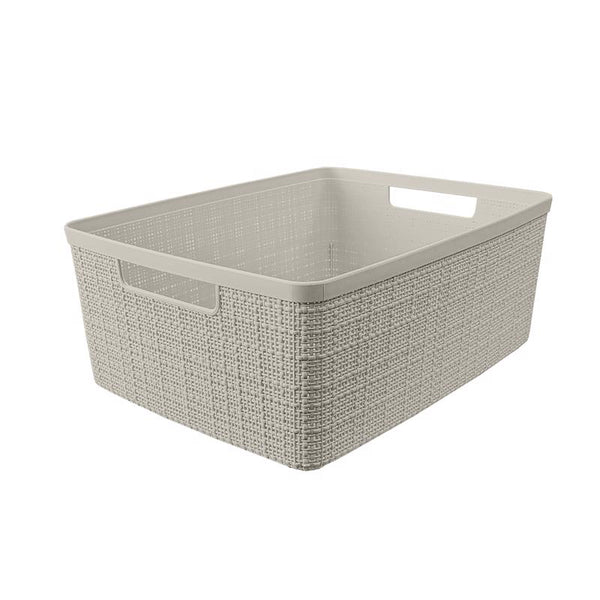 Curver Medium 12 L Beige Woven Basket 5.7 in. H X 13.9 in. W X 10.7 in. D Stackable (Pack of 3)