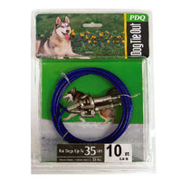 PDQ Blue / Silver Tie-Out Vinyl Coated Cable Dog Tie Out Medium