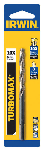 Broca de acero de alta velocidad con vástago recto Irwin Turbomax de 1/2 pulg. x 6 pulg., 1 pieza