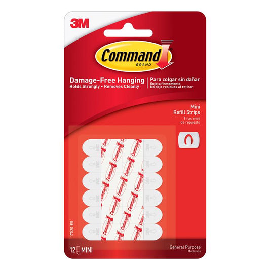 3M Command Mini Foam Adhesive Strips .5 in. L 12 pk (Pack of 6)