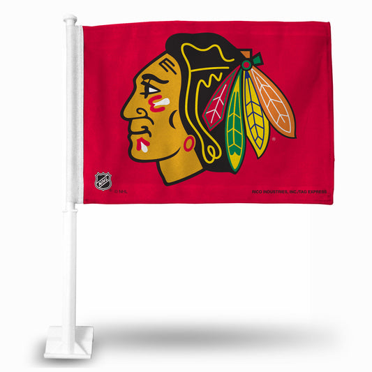 Rico MLB Red Polyester Printed UV Fade Resistant Chicago Blackhawks Flag 2.5 H x 1.5 W in.