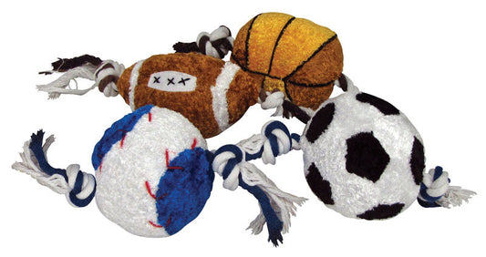 Boss Pet Digger's Multicolored Plush/Rubber Rope Sports Ball Dog Toy Large 1 pk