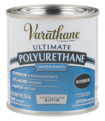 Varathane Transparent Satin Crystal Clear Water-Based Acrylic Ultimate Polyurethane Finish 0.5 pt