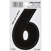 Hillman 3 in. Black Vinyl Self-Adhesive Number 6 1 pc (Pack of 6)