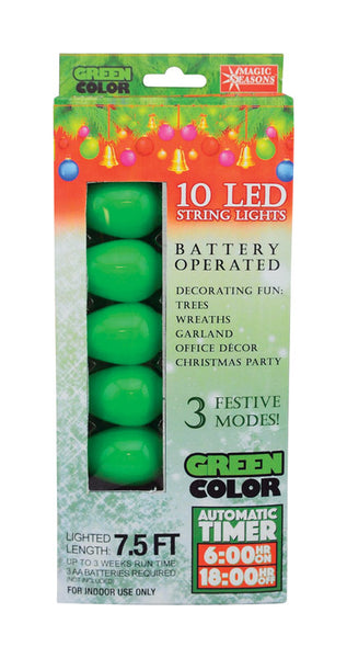 Juego de luces LED navideñas Magic Seasons de Big Bulb, 7-1/2 pies, 10 luces verdes (paquete de 12)