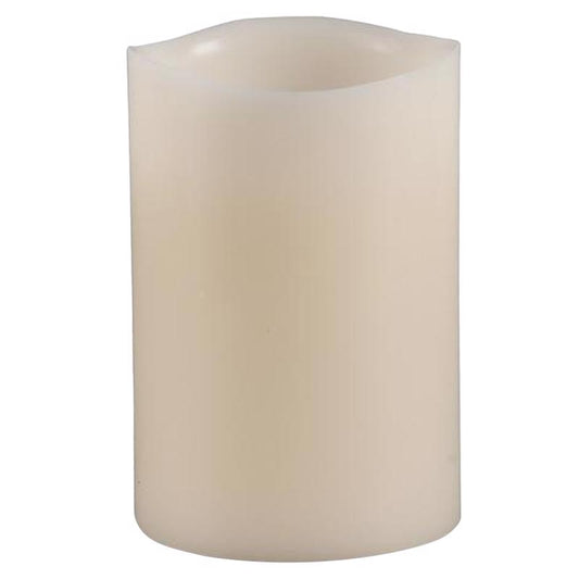Everlasting Glow Bisque Vanilla Scent Melted Edge Pillar Flameless Flickering Candle