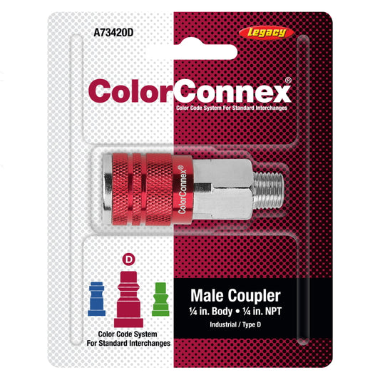 Legacy ColorConnex Aluminum/Steel Air Coupler 1/4 in. Male 1 pc