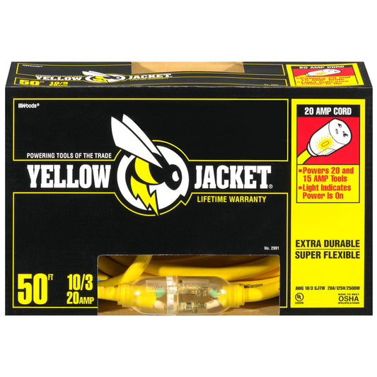Coleman Cable Yellow Jacket Outdoor 50 ft. L Yellow Extension Cord 10/3 SJTW (Pack of 2)