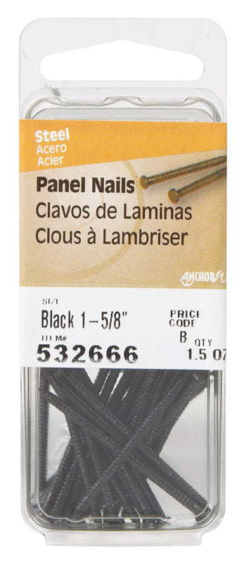 Hillman 1-5/8 in. L Panel Black Coating Steel Nail Annular Ring Shank Large (Pack of 6)