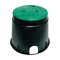 NDS 12-13/16 in. W X 12-13/16 in. D X 10-7/16 in. H Round Valve Box with Overlapping Cover Black/Gre