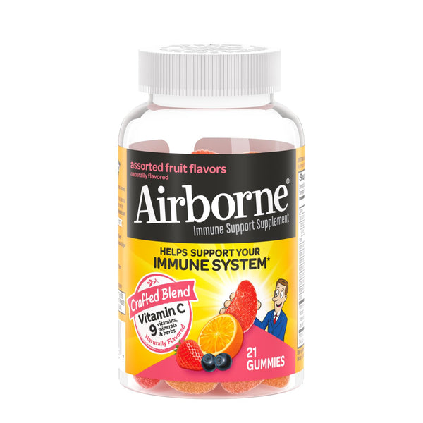 Airborne - Gomitas de vitamina C para adultos - Sabores de frutas variados - 21 unidades
