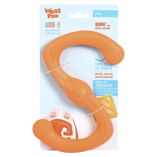 West Paw Zogoflex Orange Bumi Synthetic Rubber Dog Tug Toy Small