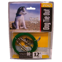 PDQ Green / Silver Tie-Out Vinyl Coated Cable Dog Tie Out Small
